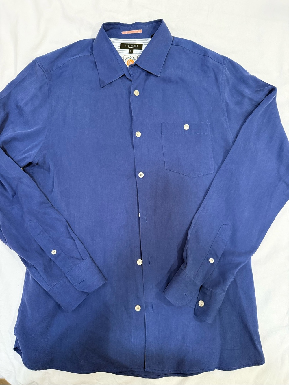 Ted Baker Deep Blue Long-Sleeve Button-Down Shirt